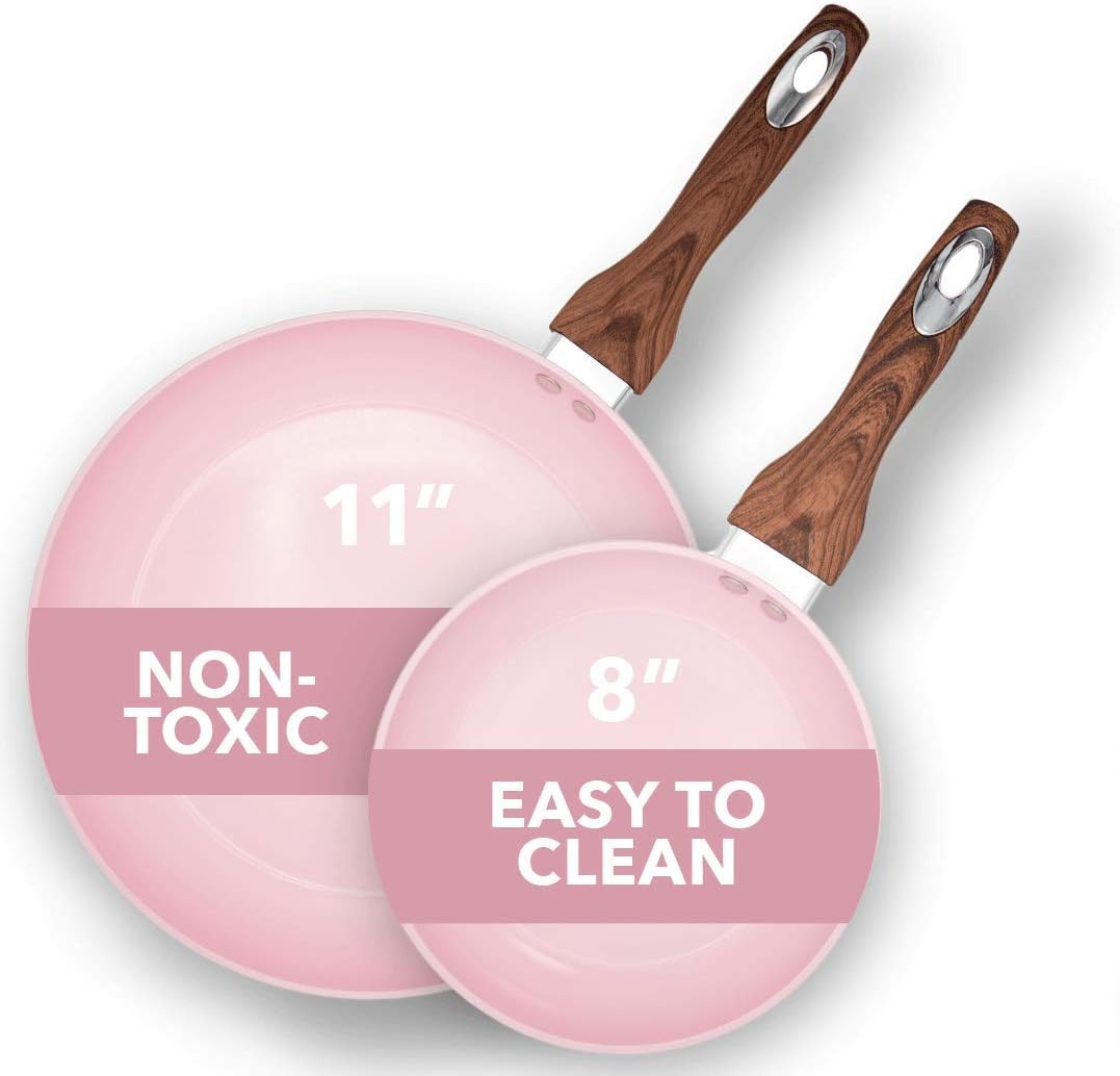 8 & 11 Inch Nonstick Ceramic Frying Pan Set, 2 Piece, Yellow L857959
