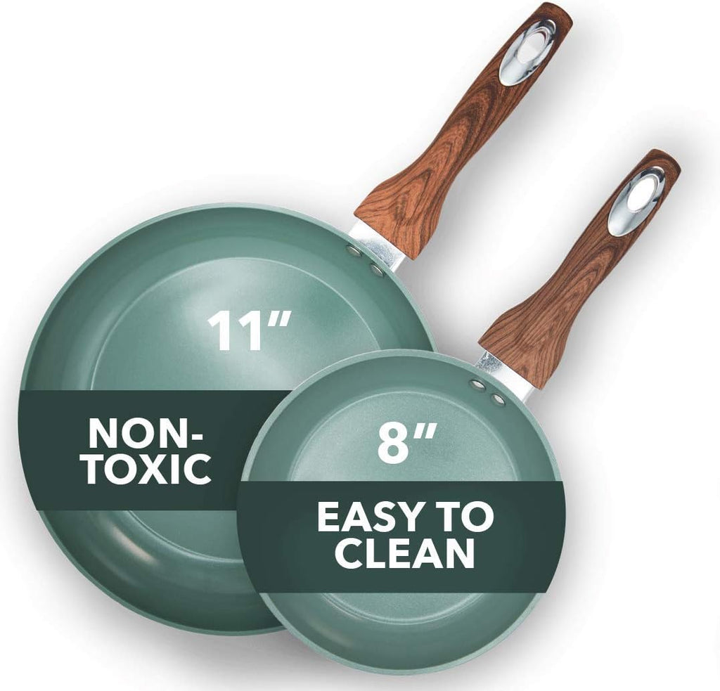 8 & 11 Inch Nonstick Ceramic Frying Pan Set, 2 Piece, Yellow L857959