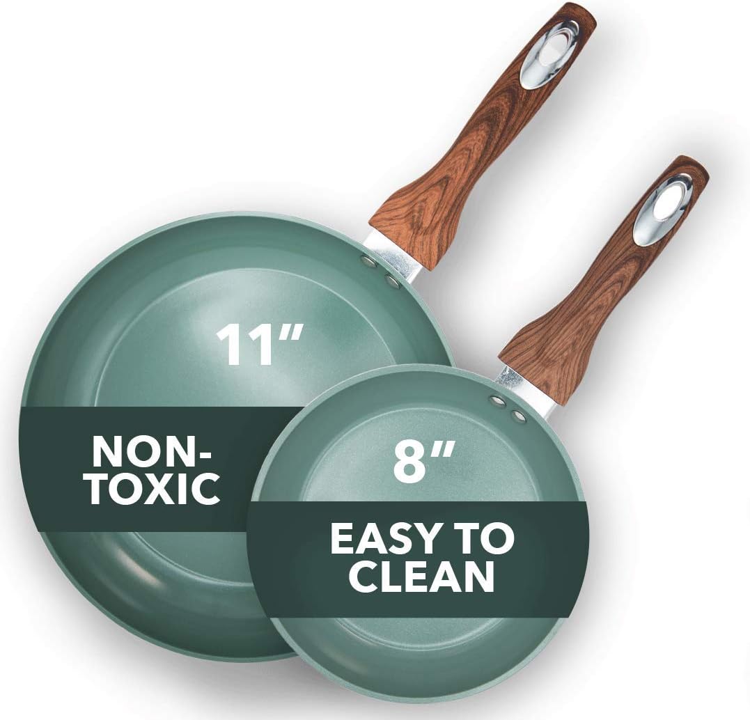 8 & 11 Inch Nonstick Ceramic Frying Pan Set, 2 Piece, Yellow L857959