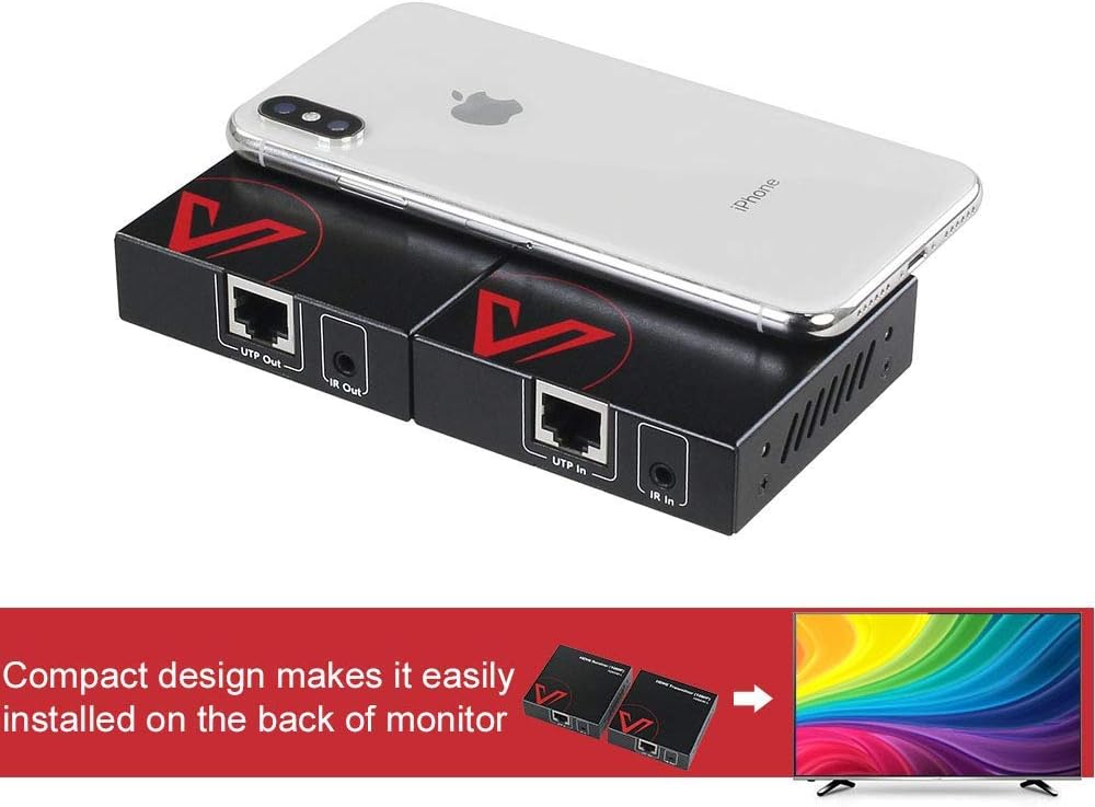 HDMI Extender Over Cat5e/6/6a/7 up to 1080P@60Hz 164ft/50m with IR Remote Control Pack of 2 L4139
