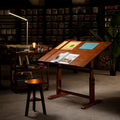 Extra-Large Wood Drafting Table and Wooden Stool B79542