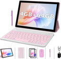 Pink 10.1 inch Tablet with Keyboard Case Mouse Stylus Pen Film, 4GB RAM 64GB ROM L2020