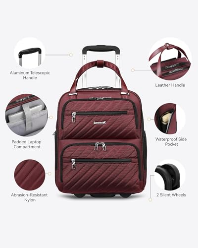 Black 16 Inch Soft Sided Underseat Carry On Luggage with Wheels Q4858