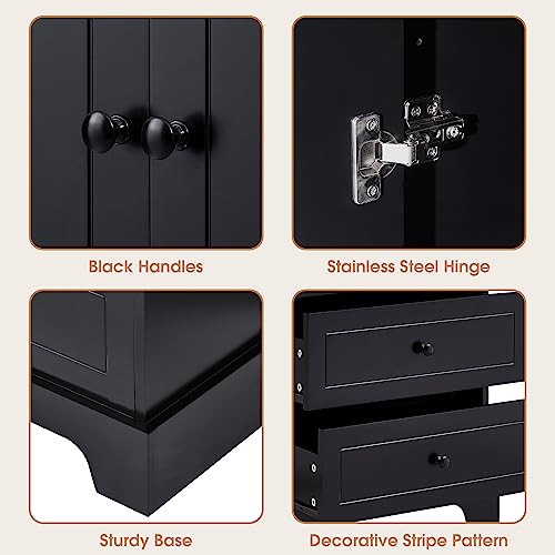 68.1" Tall Storage Cabinet with 2 Doors and 4 Drawers, Adjustable Shelf, MDF Board with Painted Finish, Solid Wood Frame (Black) G271975