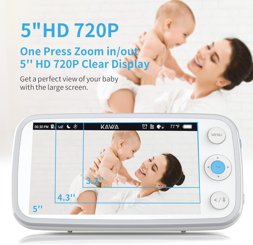 Baby Monitor with Camera and Audio, 720P HD Display, Night Vision, 2-Way Audio Q3992
