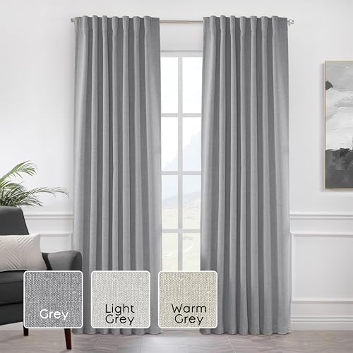 Seafoam Sea Green Grey 96in Long Linen Blackout Curtains 2 Panels O21919