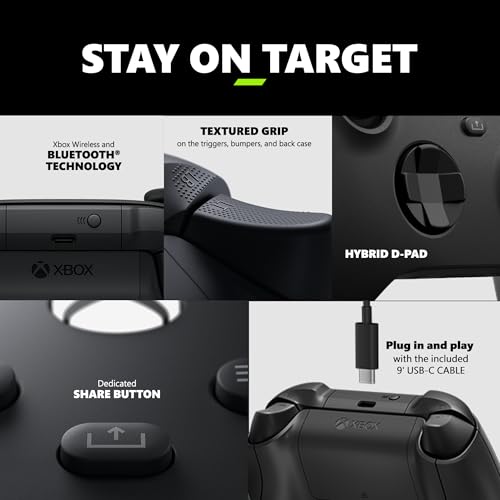 Carbon Black Wireless Gaming Controller with USB-C Cable O196