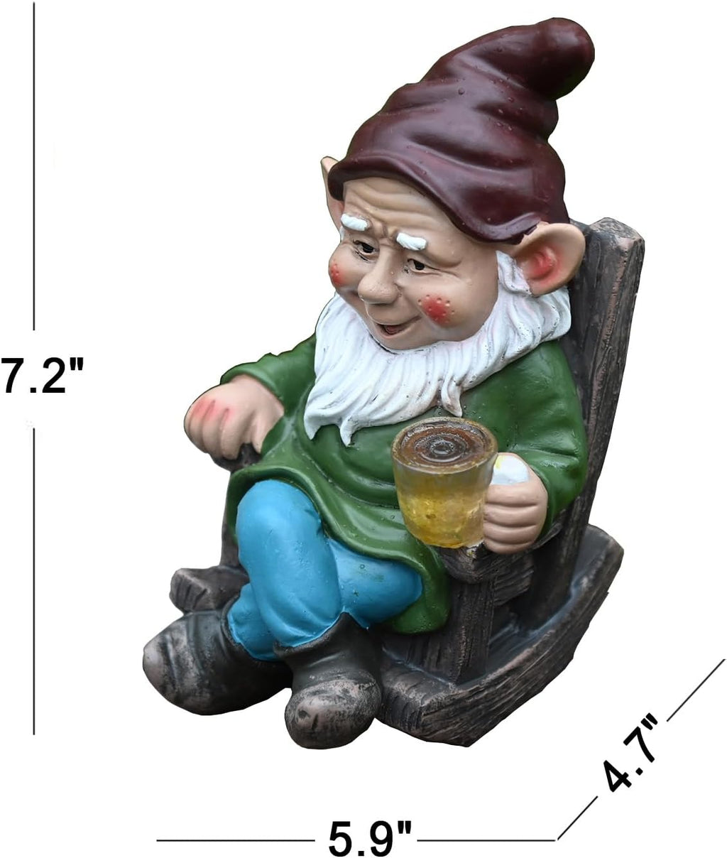 Solar Powered LED Garden Gnome Statue 7" V382603