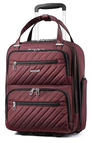 Black 16 Inch Soft Sided Underseat Carry On Luggage with Wheels Q4858