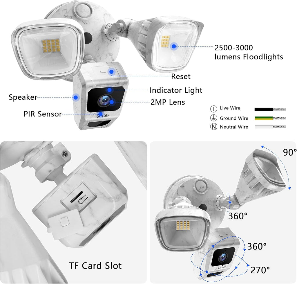 Wireless Outdoor 1080P HD Floodlight Security Camera A743