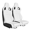 Pair of Bucket Seats with Dual Lock Sliders, PVC Leather (White) E648