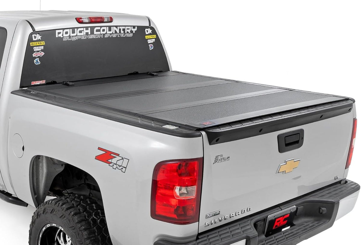 Hard Tri-Fold Flip Up Truck Bed Tonneau Cover for 5'9 Bed w/Rail Caps F725