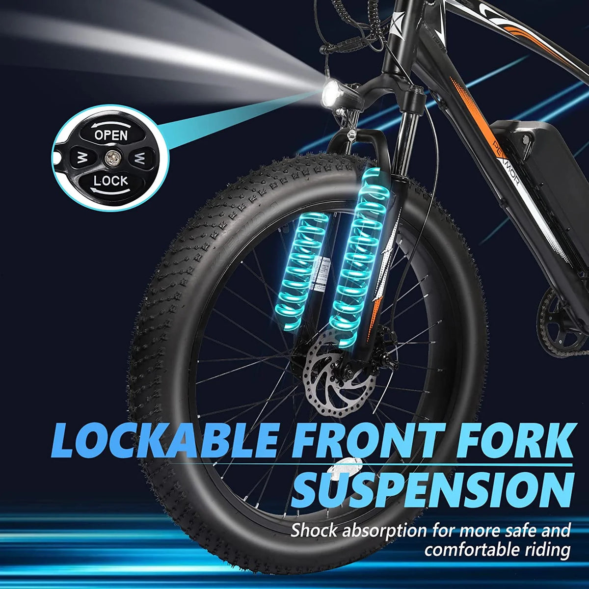 26" Fat Tire Electric Mountain Bike 500W 48V 13AH Removable Battery Shimano 7 Speed I377370