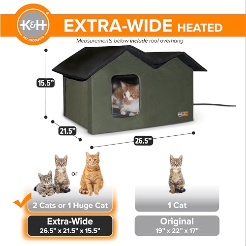 Extra-Wide Heated Outdoor Cat House Q788793