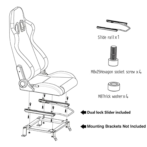 Pair of Bucket Seats with Dual Lock Sliders, PVC Leather (White) E648