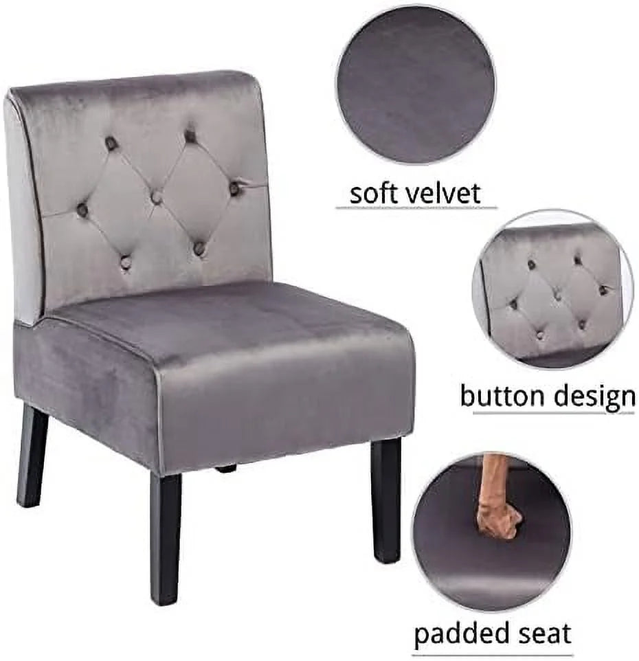 Grey Velvet Accent Chair E23677