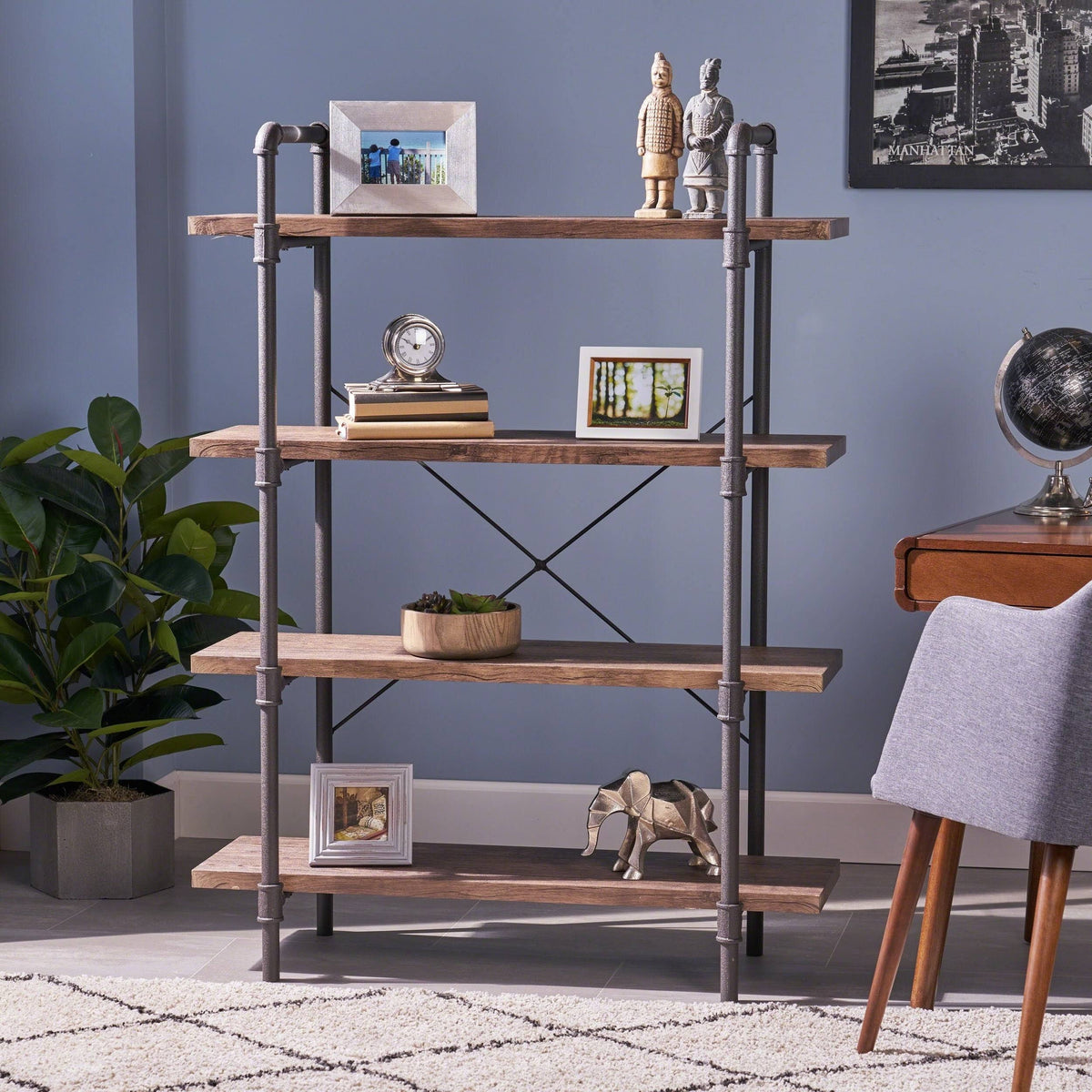 4-Tier Industrial Shelf in Dark Brown Q451