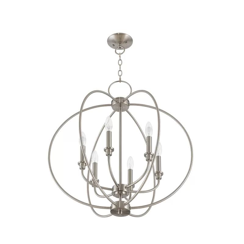 6-Light Globe Chandelier Brushed Nickel Y6285