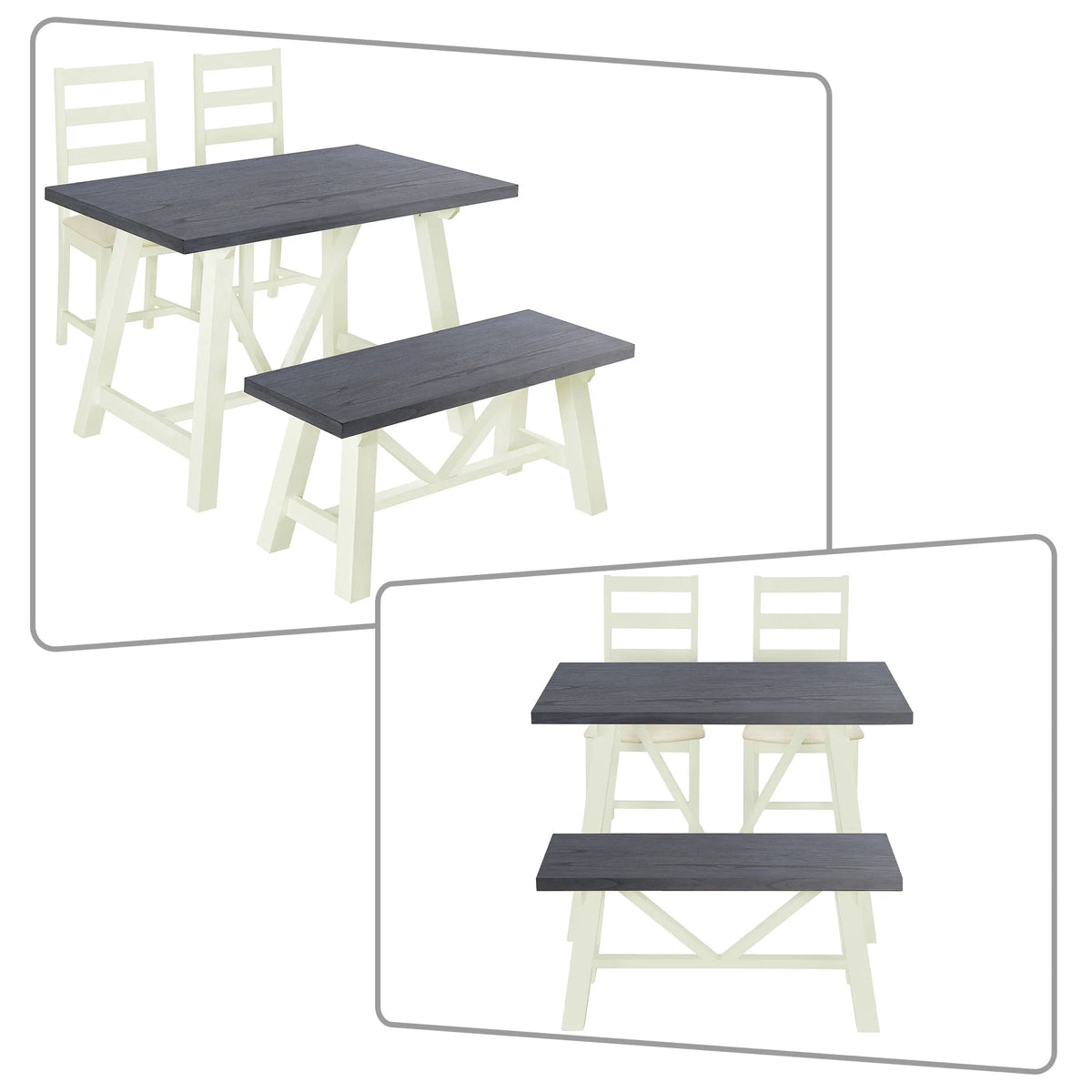 4-Piece Dining Table Set with Bench and 2 Chairs U299