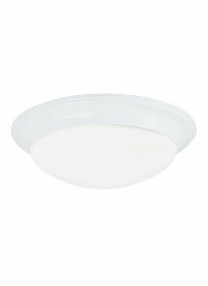 White Finish Small Flush Mount with Satin Etched Glass T88178