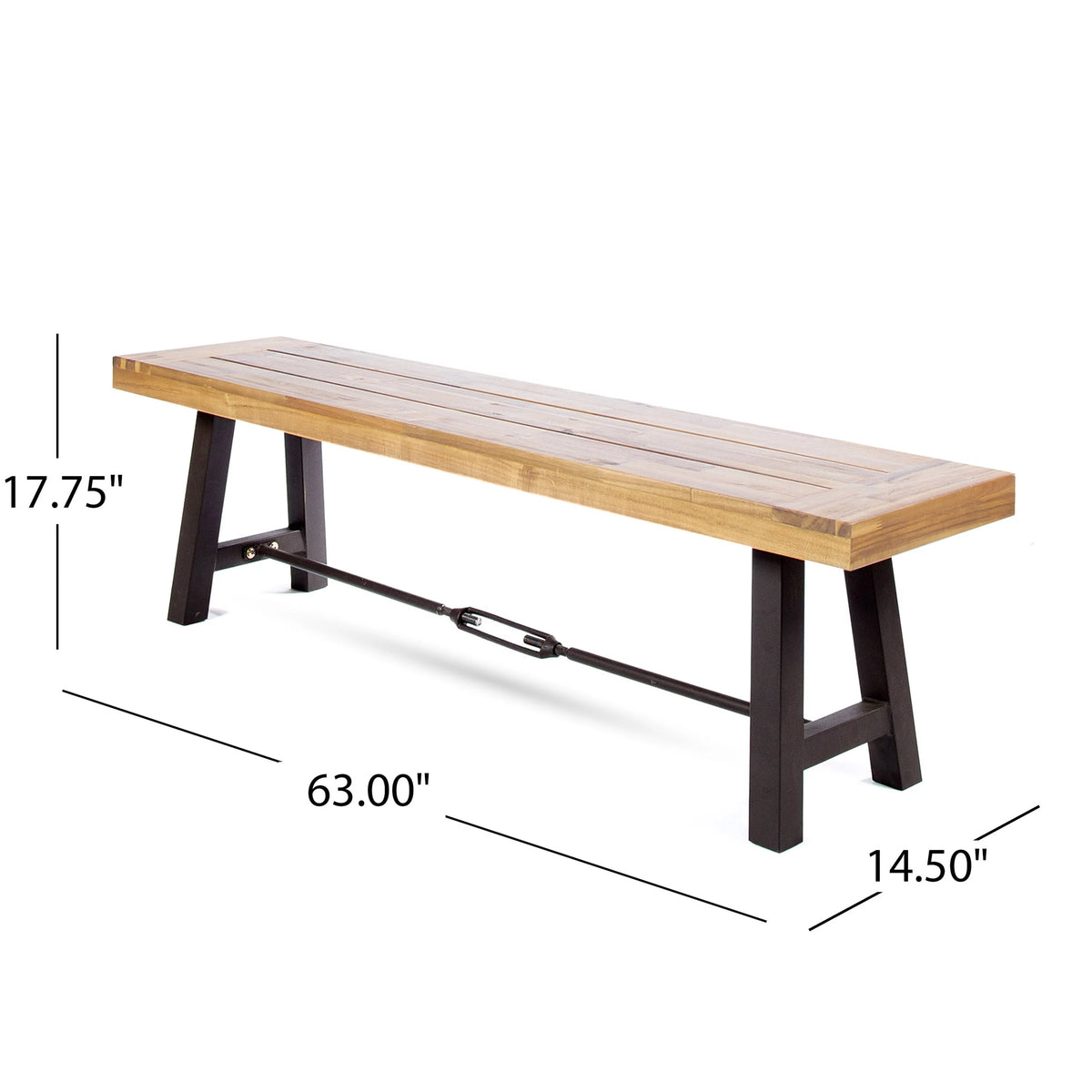 Acacia Wood Outdoor Dining Benches Set of 2 P643180