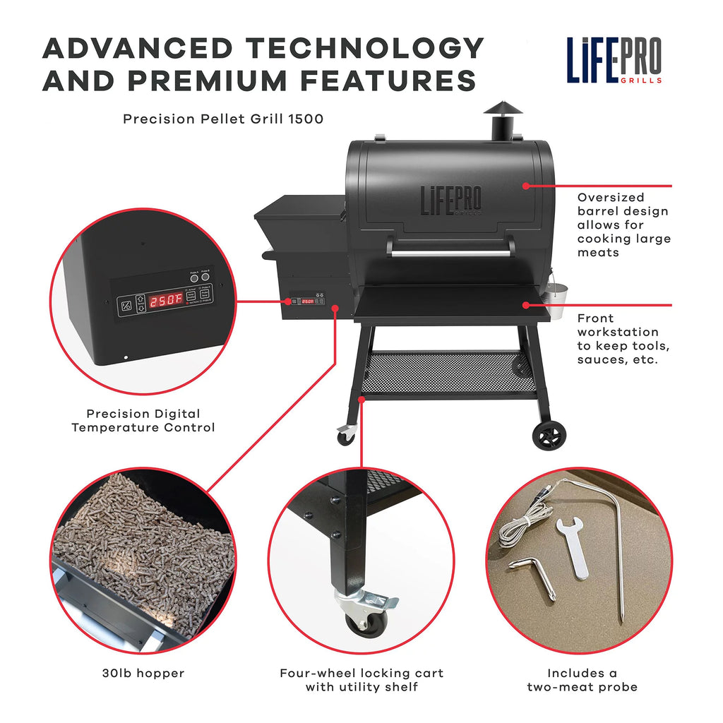 1500 Square Inch Wood Pellet Smoker Grill with Digital Control N901705