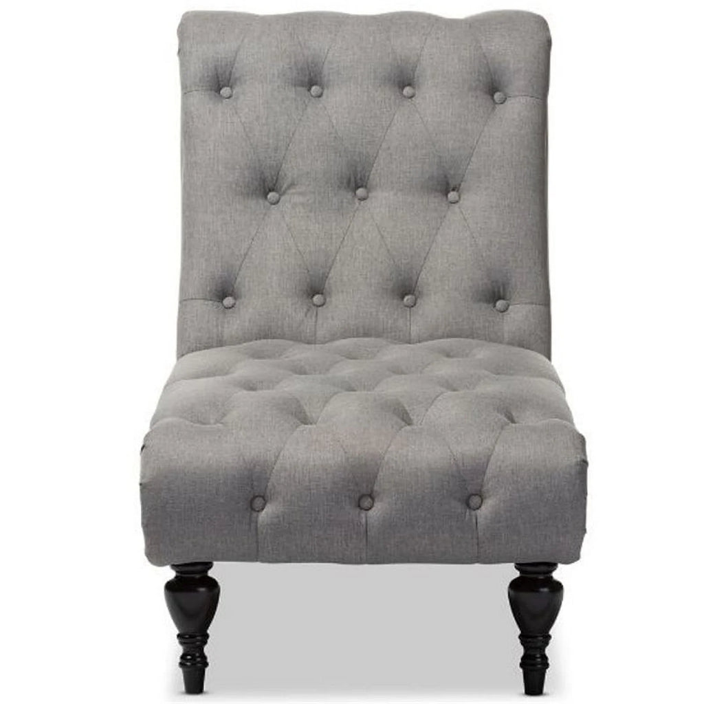 Tufted Chaise Lounge in Gray and Black P38380