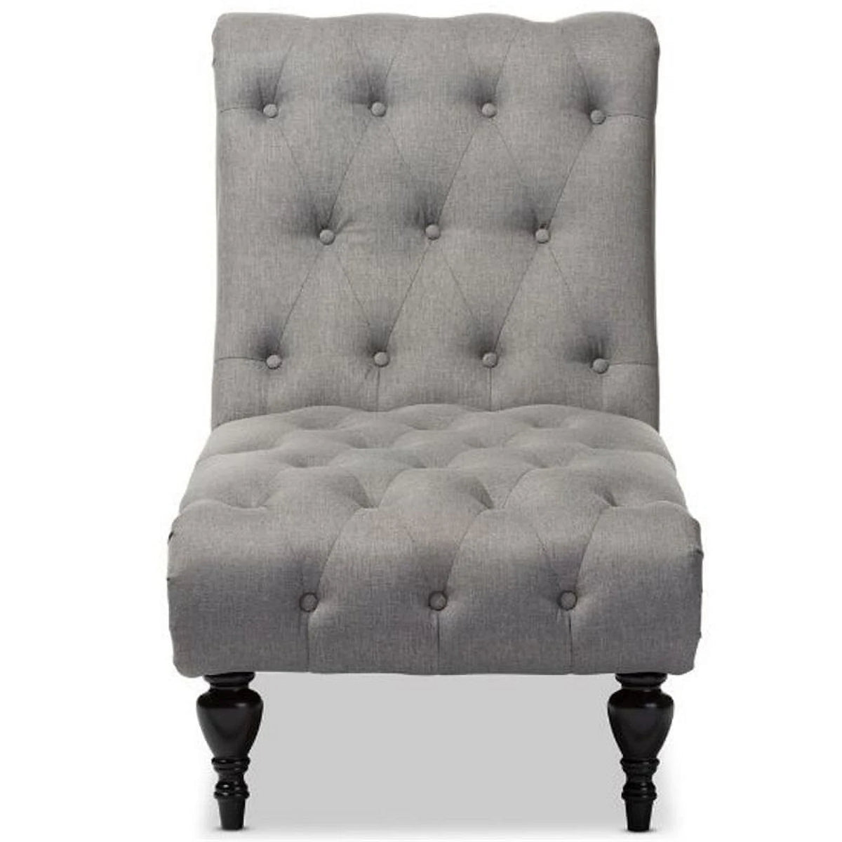 Tufted Chaise Lounge in Gray and Black P38380