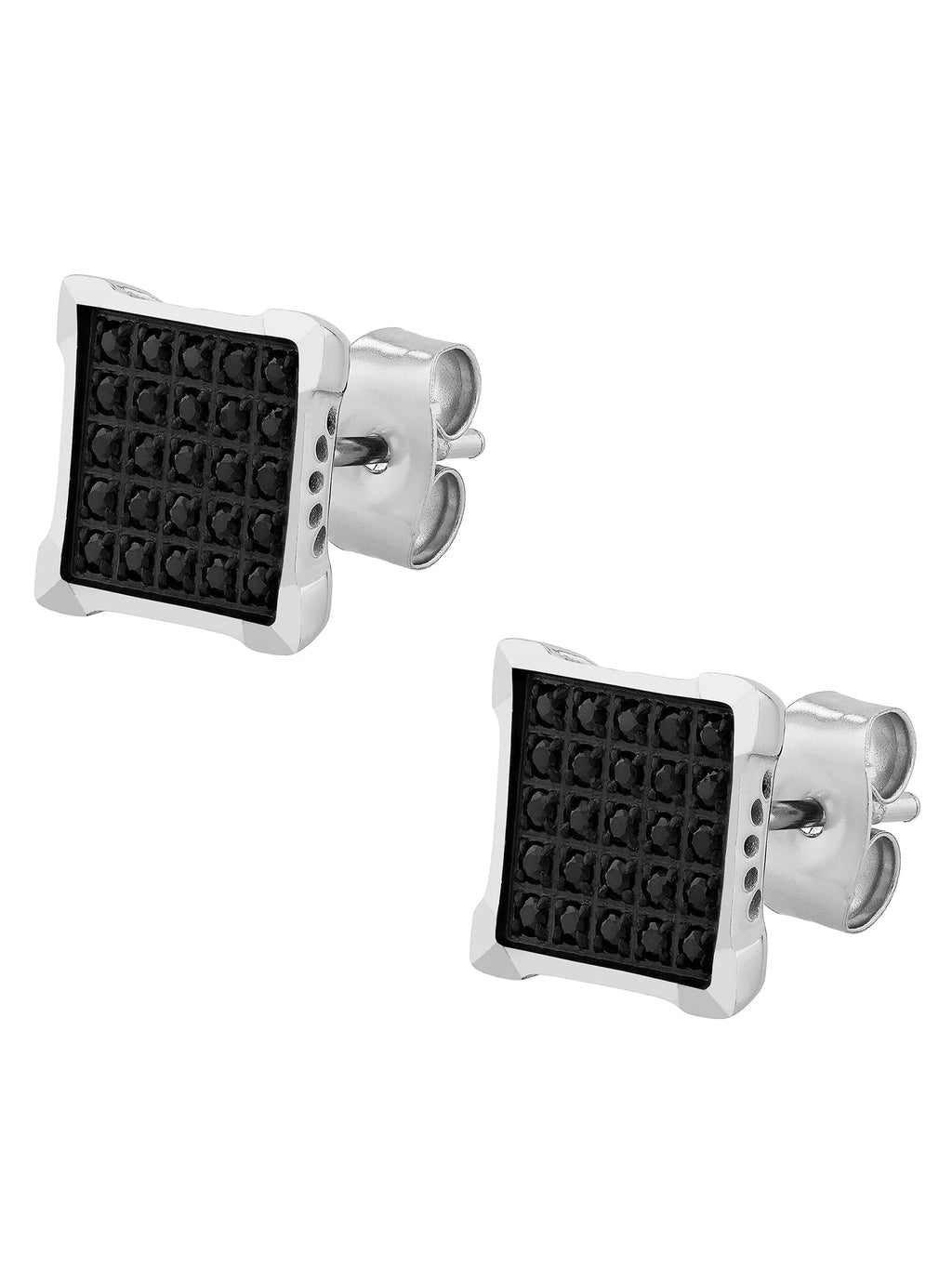 Black Diamond Stainless Steel Square Stud Earrings Z243977