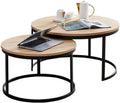 Set of 2 Round Nesting Coffee Table Wood and Metal V23738