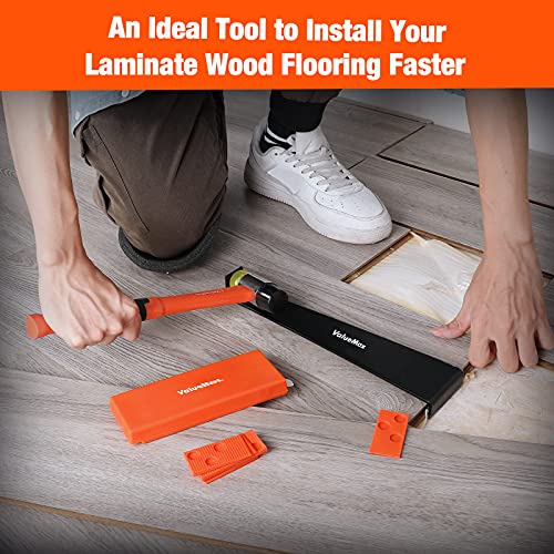 Laminate Wood Flooring Installation Kit with Tapping Block, Pull Bar, Mallet, Kneepads, 30-Piece Spacers F17919
