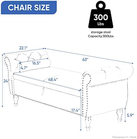 Velvet Ottoman Bench with Toss Pillow (Blue) L551