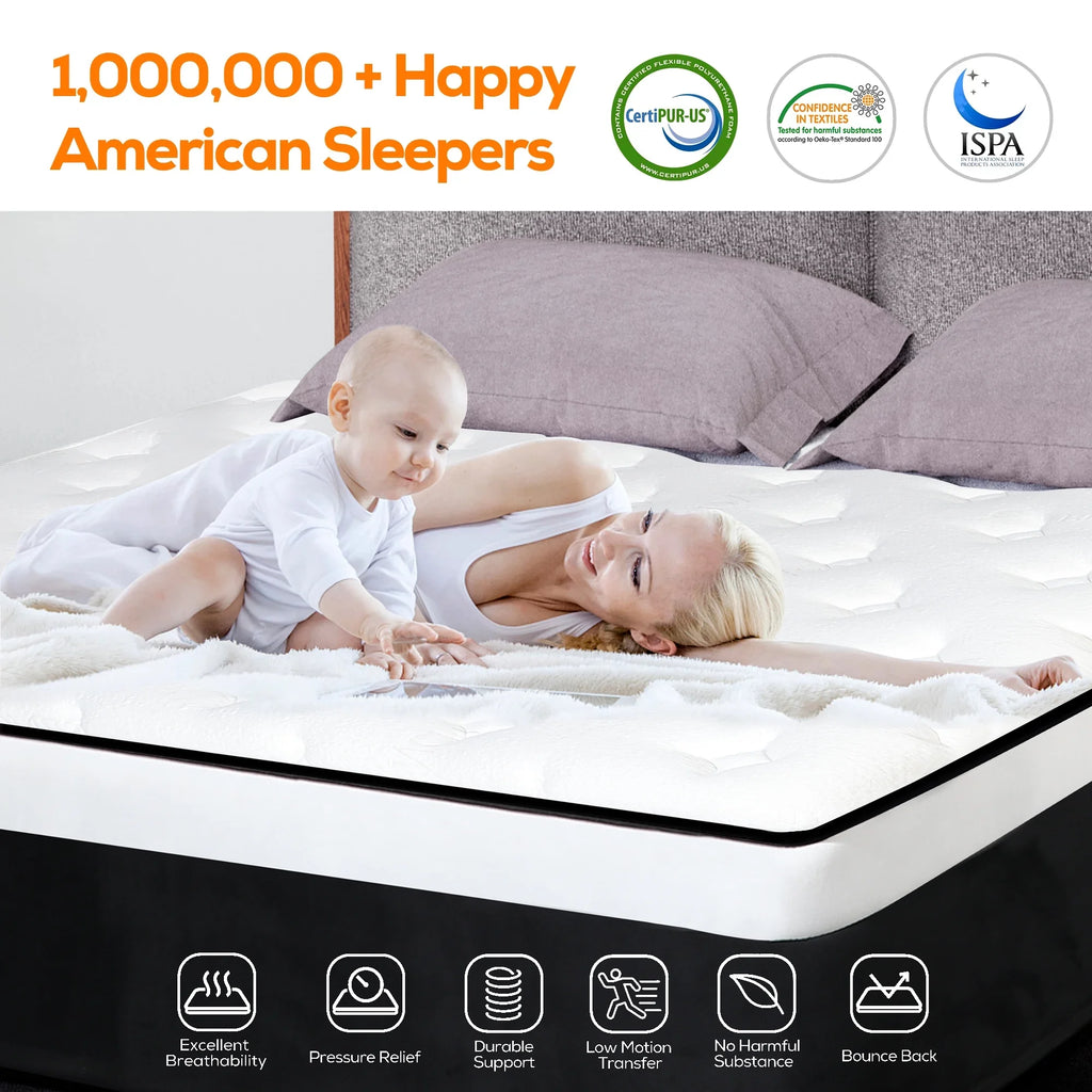 14 inch Gel Memory Foam Pocket Spring Hybrid Mattress F791346