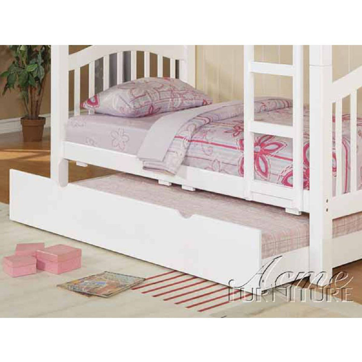 White Twin Trundle with Pull Down Bed J981189