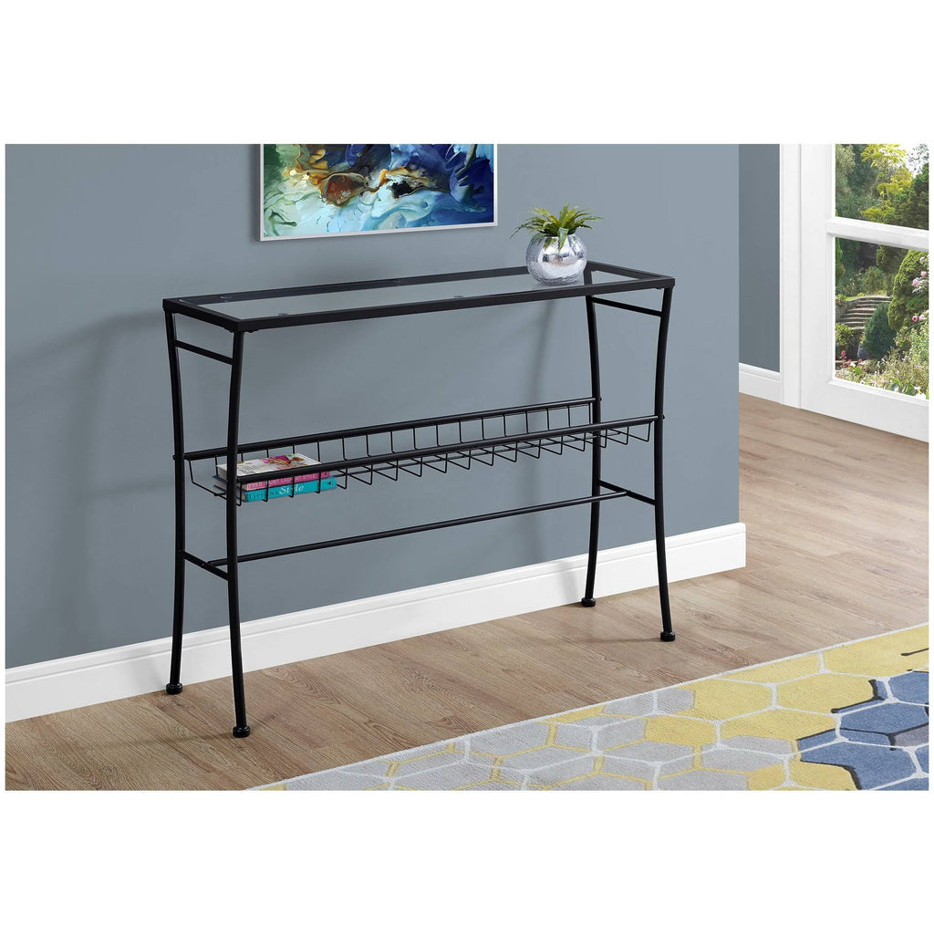 Black Tempered Glass Accent Table C67650