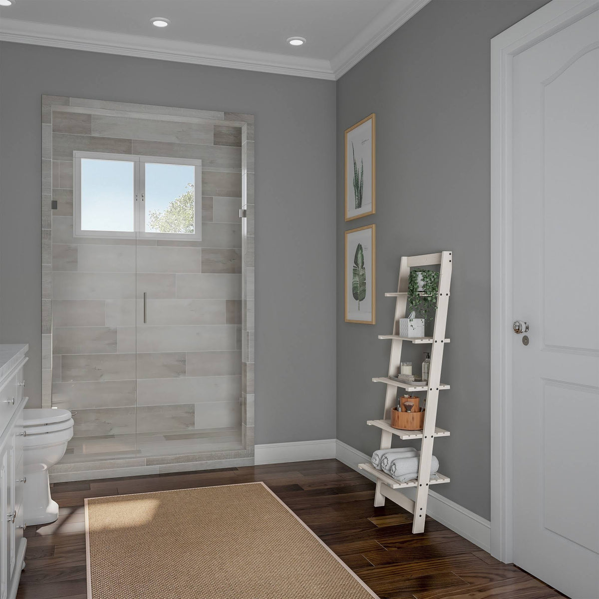 White 5-Tier Ladder-Style Bookcase Z6900