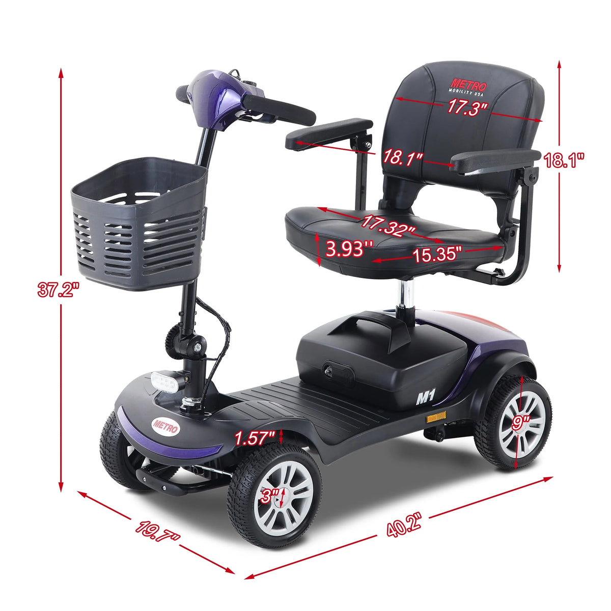 Blue 4 Wheel Mobility Scooter M464