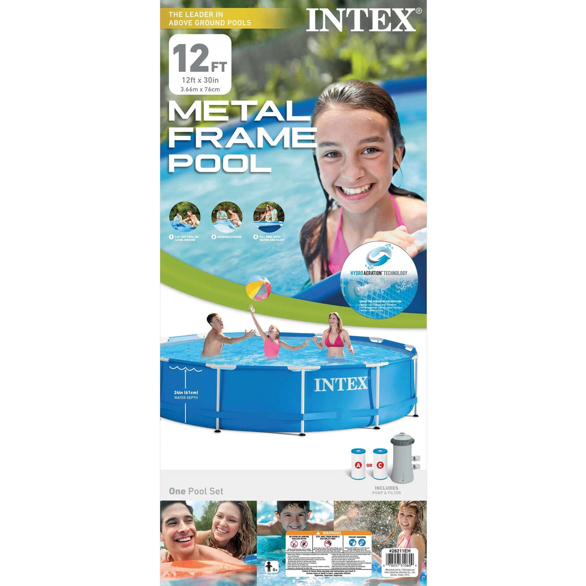 12'x30 Swimming Pool with Pump, Ladder, and Cover P683205