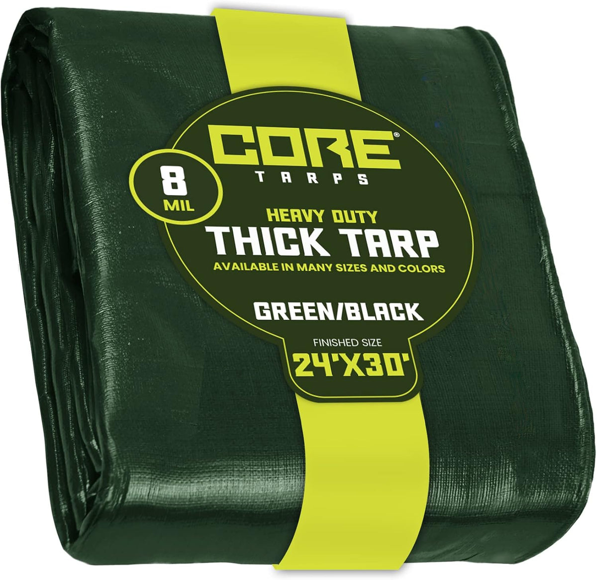 Heavy Duty 8 Mil Waterproof Poly Tarpaulin with Reinforced Edges, Brown/Black 18′ X 24′, Pack of 2 P312799