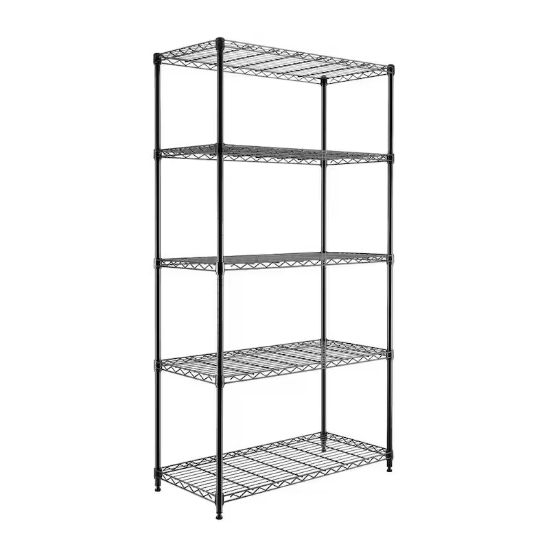 5-Tier Steel Wire Shelving System in Black N659