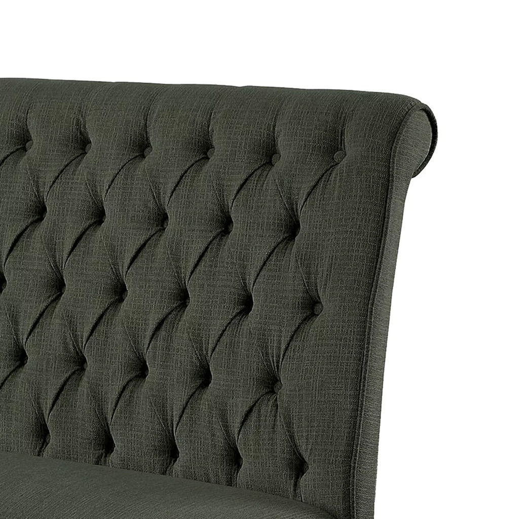 Tufted Fabric Upholstered Wooden Love Seat Bench V6576