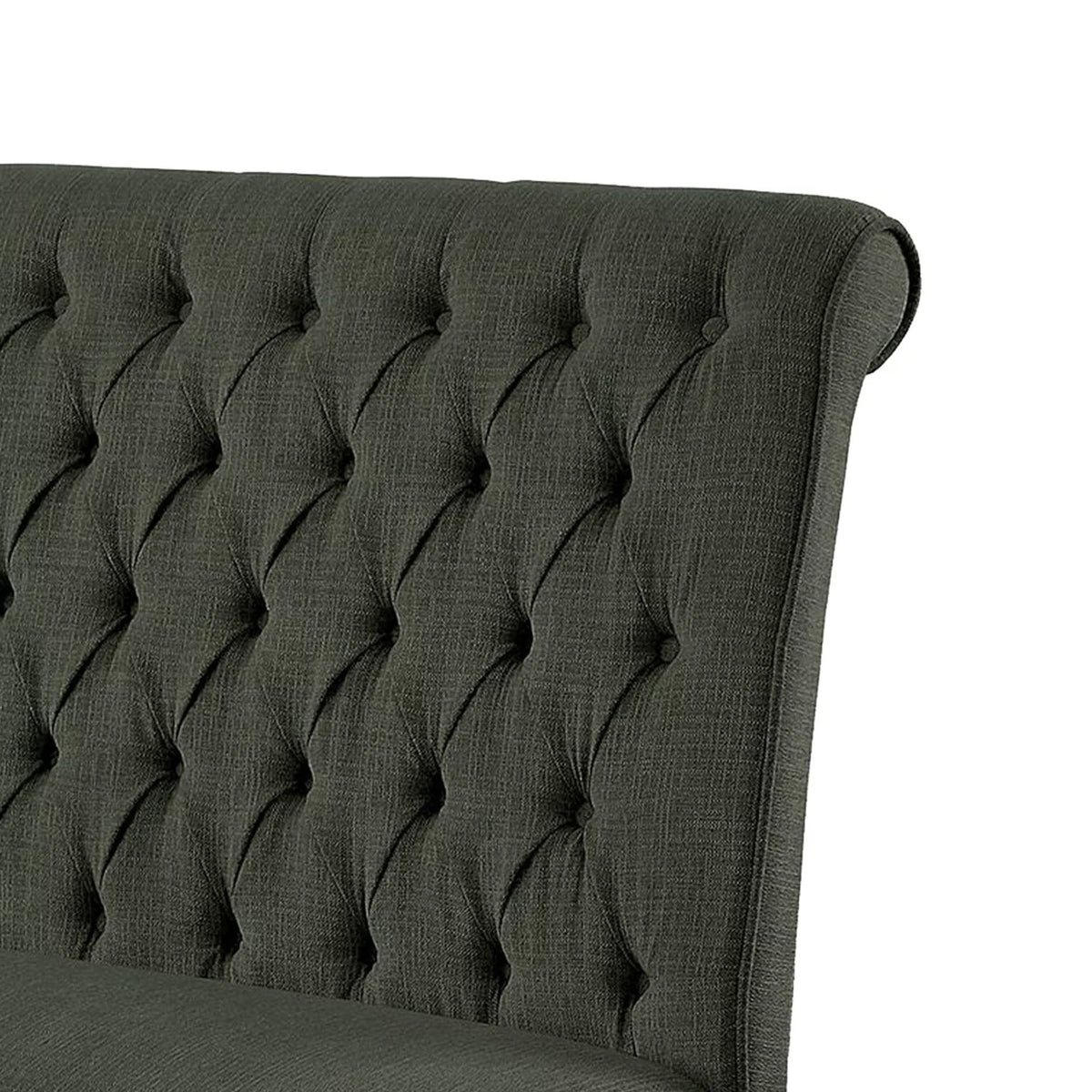 Tufted Fabric Upholstered Wooden Love Seat Bench V6576