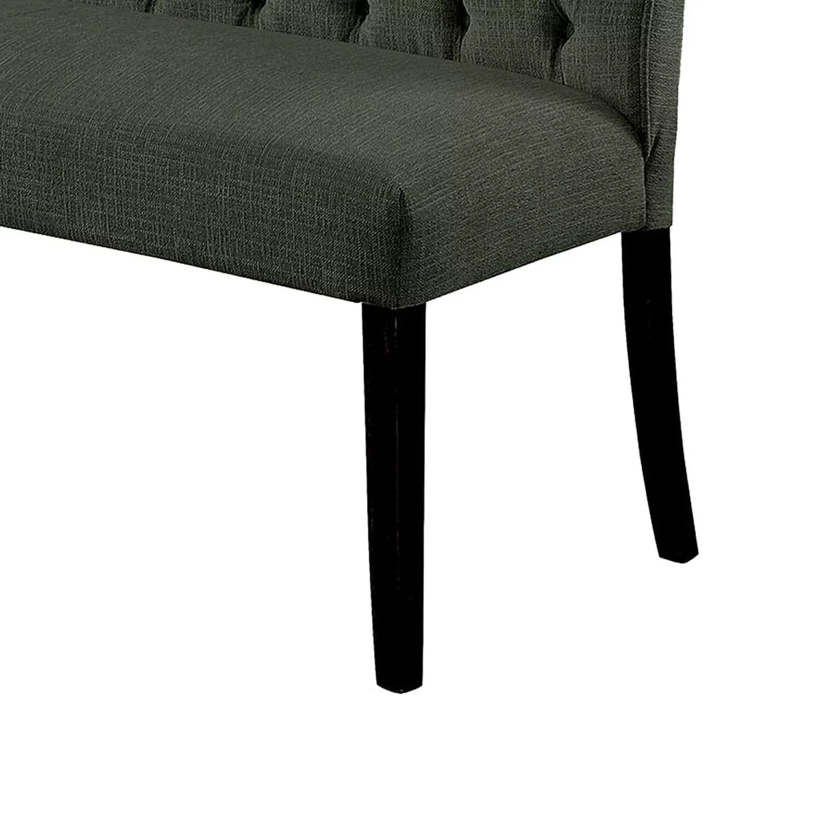 Tufted Fabric Upholstered Wooden Love Seat Bench V6576