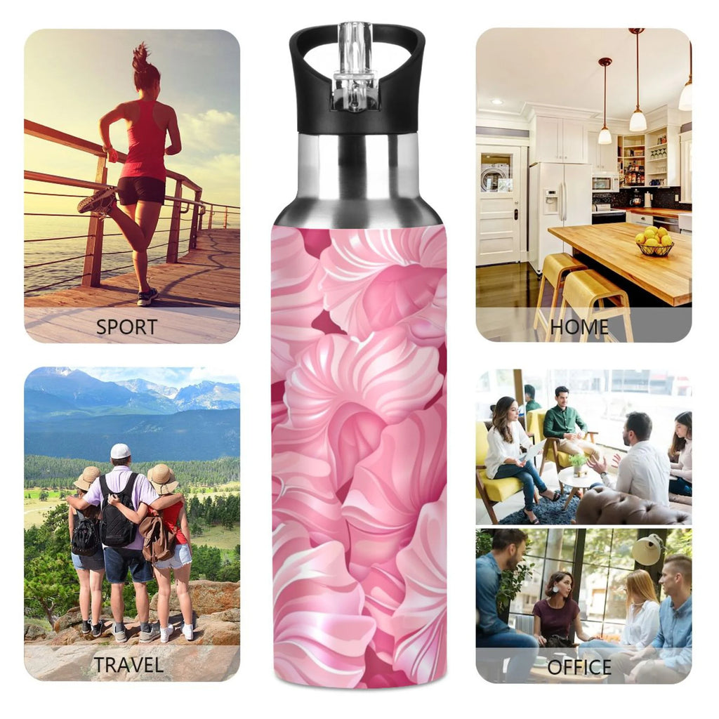 Pink Insulated Stainless Steel Water Bottle with Straw Lid 20 oz N912