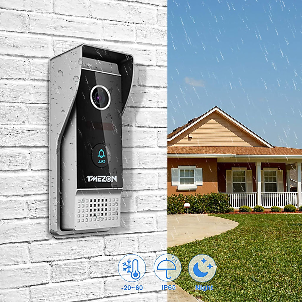 Wireless WIFI Video Door Phone IP Doorbell Intercom System with Camera 4 Wire 7 Inch Entry with 1x1080P Wired Camera Night Vision T99056