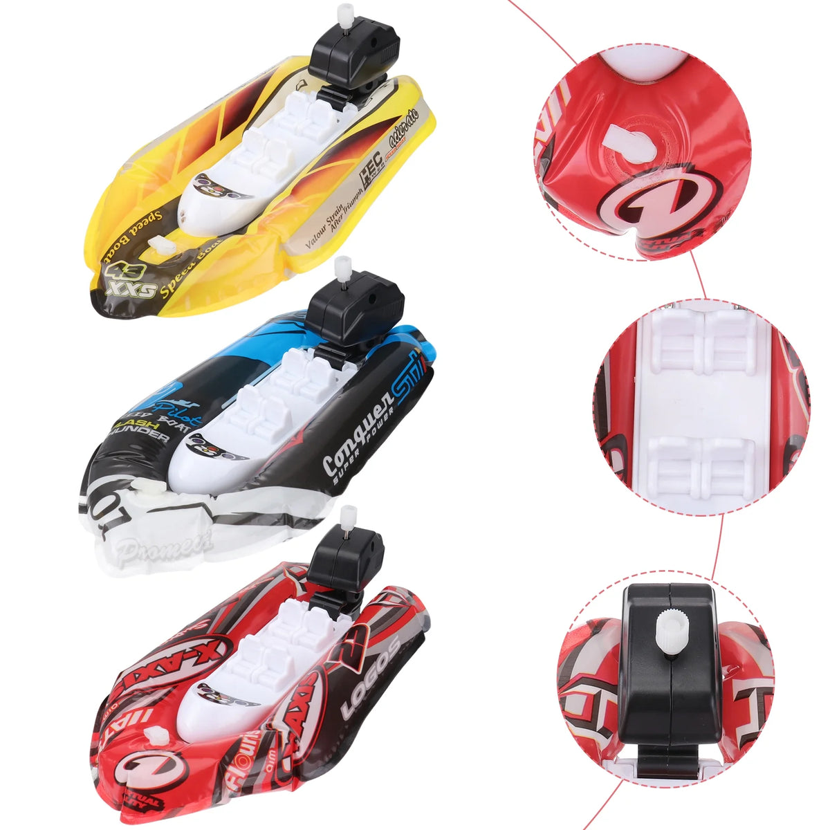 3pcs Mini Inflatable Paddle Boat Bathing Clockwork Toy (Random Color) V4517
