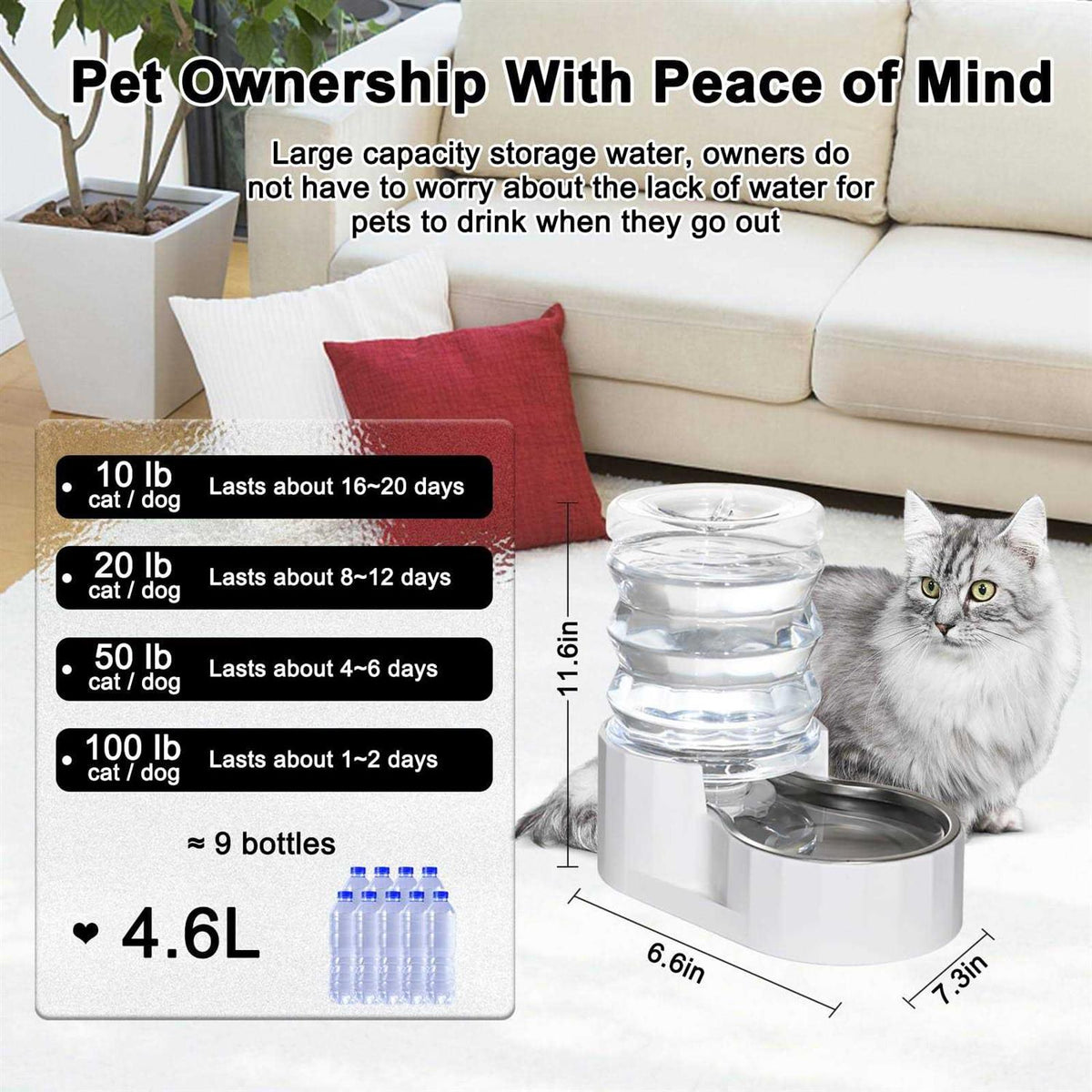 Automatic Bpa-free Stainless Steel Pet Waterer E208071