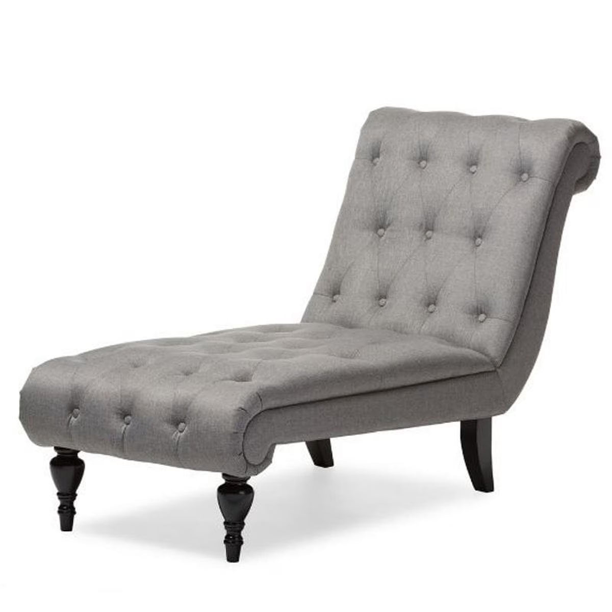 Tufted Chaise Lounge in Gray and Black P38380