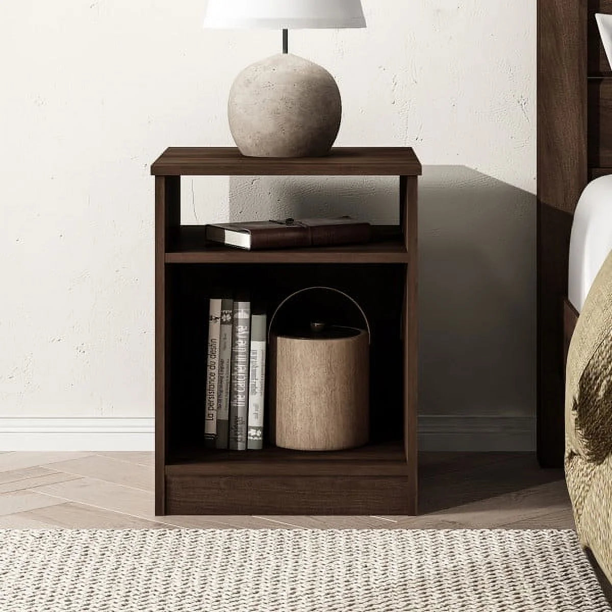 Dark Walnut Open Shelf Nightstand O39356