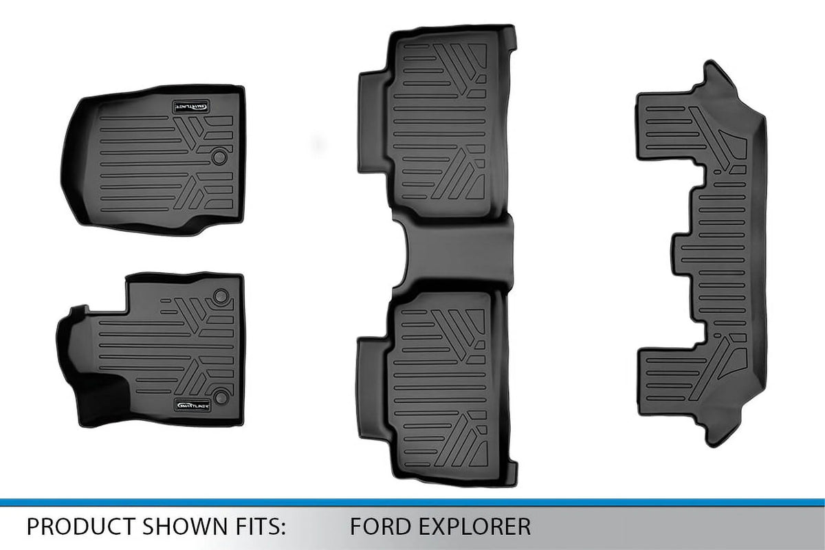Black Floor Mats Liner Set with 2nd Row Bench Seats Y556